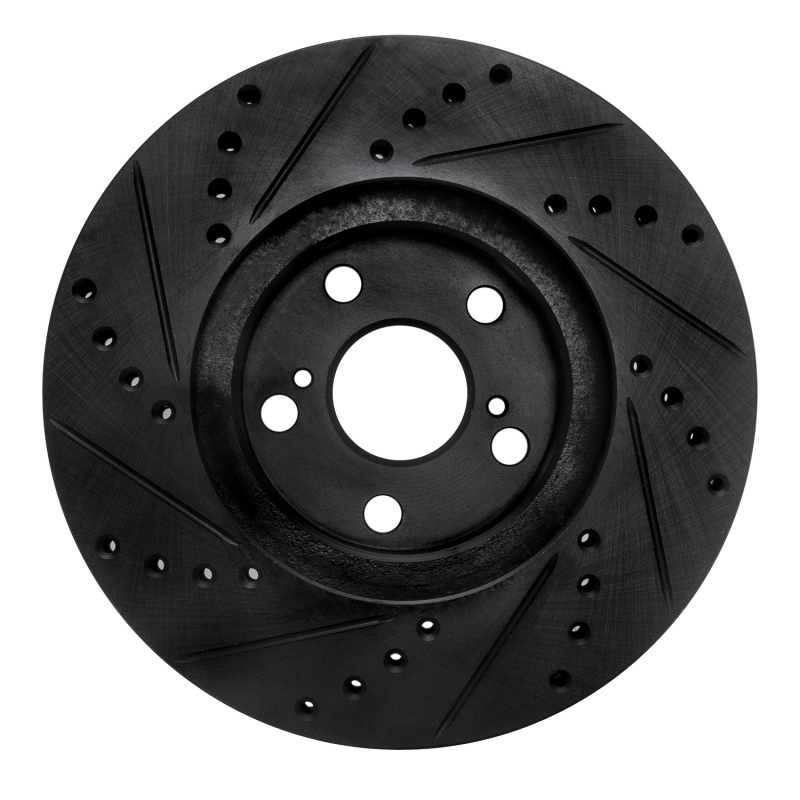 Pontiac Vibe Brake Rotor (1) - Front Right - R1 Concepts - Drilled & Slotted - Black - `00-`10